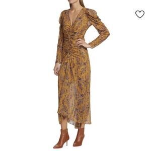 VERONICA BEARD Ferrara Floral Silk Maxi Dress In Saffron Size 2